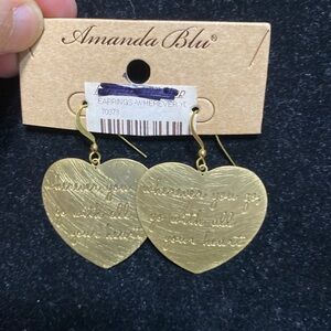 Amanda Blu Where ever you go gold tone drop heart earrings